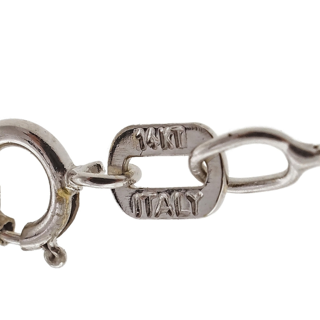 14k White Gold Diamond Bezel Pendant On White Gold Box Chain – image 6