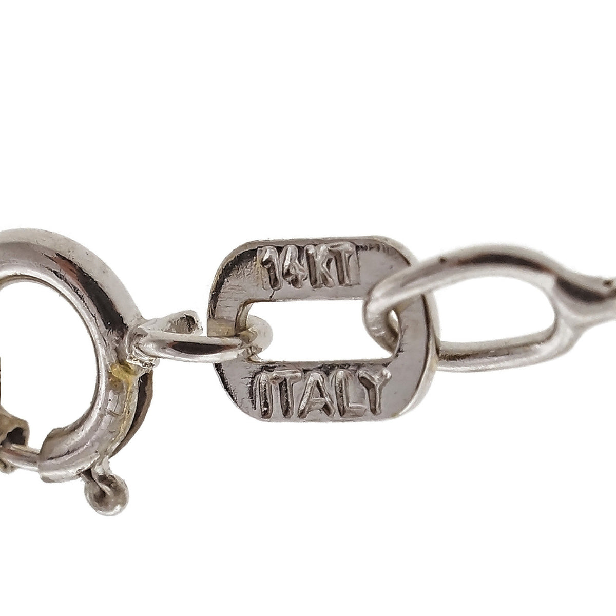 14k White Gold Diamond Bezel Pendant On White Gold Box Chain – image 6