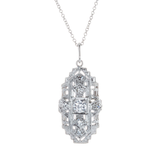 .33 Carat Diamond Platinum Art Deco Pendant