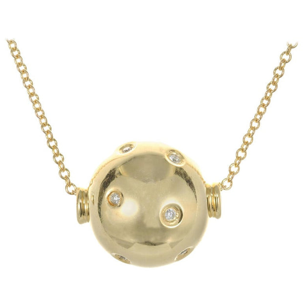 .8 Carat Round Diamond Yellow Gold Ball Pendant Necklace