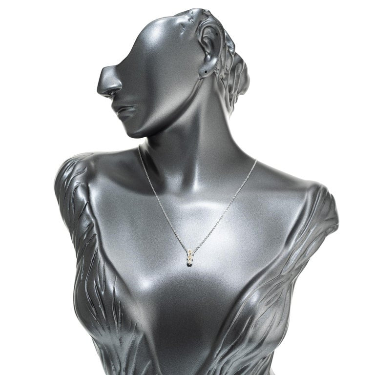 Estate 14k White Gold 3 Stone Natural Yellow Diamond Necklace 18 Inch Chain – image 6