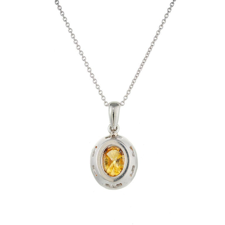 GIA Certified .77 Carat Orange Yellow Fancy Diamond Platinum Pendant Necklace – image 5