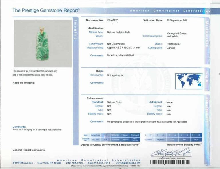 GIA Certified Natural Green Certified Jadeite Jade Pendant – image 4