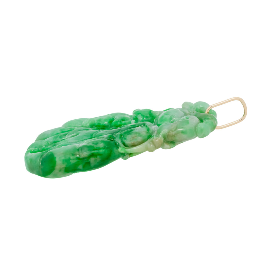 GIA Certified Large Carved Jadeite Jade Gold Pendant – image 5