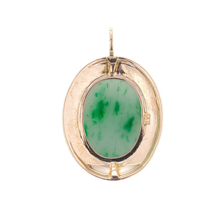 12.00ct Natural Jade Rose Gold Art Deco Pendant Circa 1930's – image 4