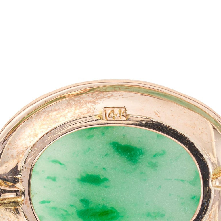 12.00ct Natural Jade Rose Gold Art Deco Pendant Circa 1930's – image 5