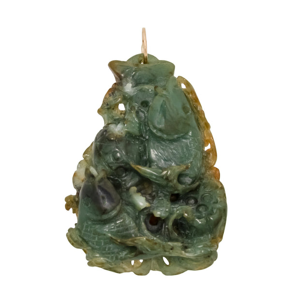 GIA Certified Jadeite Jade Natural Untreated Carved Fish Gold Pendant