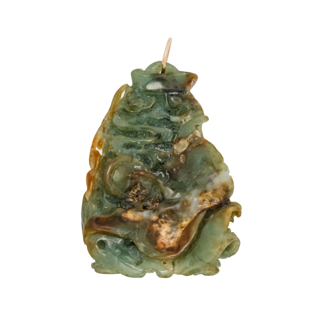 GIA Certified Jadeite Jade Natural Untreated Carved Fish Gold Pendant – image 2
