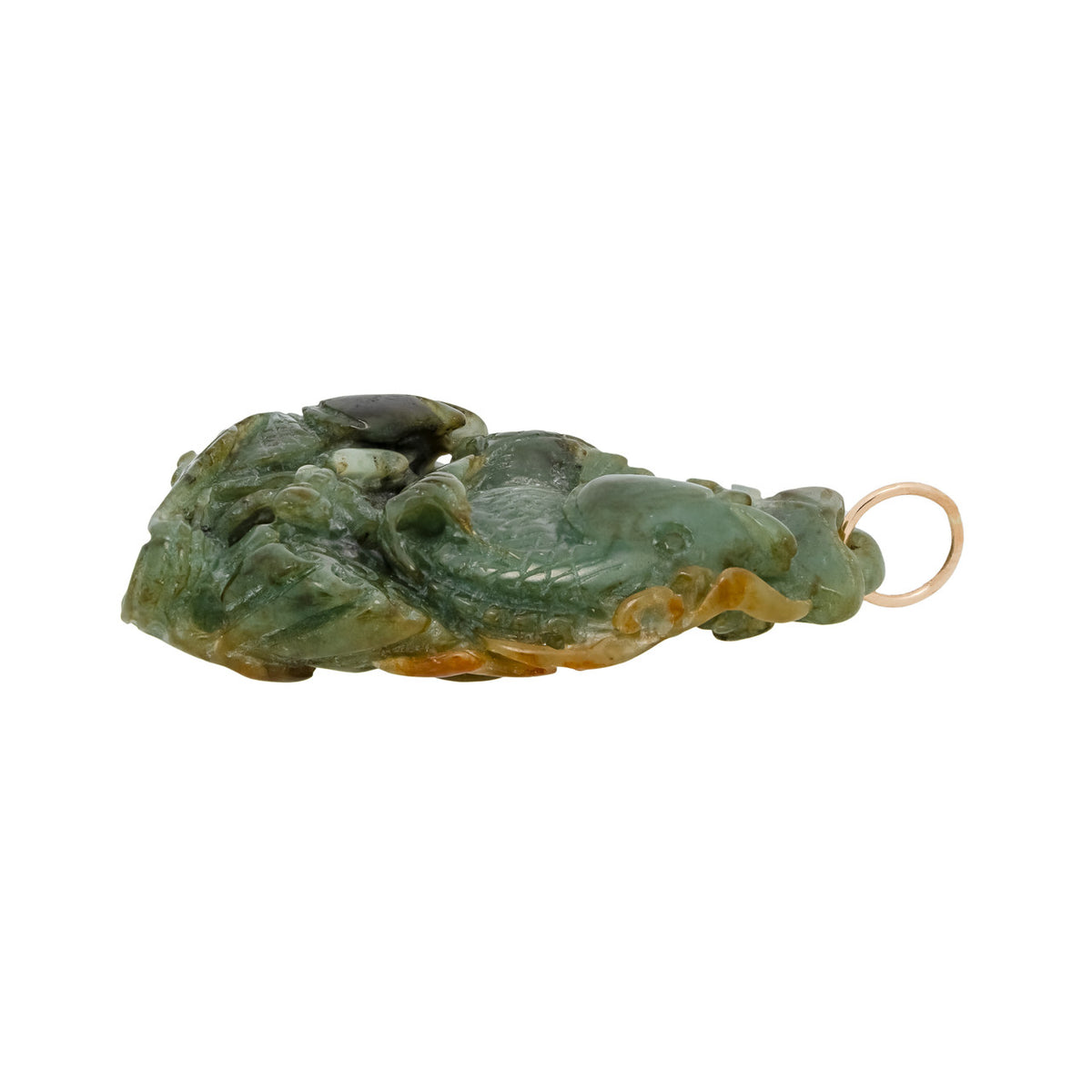 GIA Certified Jadeite Jade Natural Untreated Carved Fish Gold Pendant – image 6