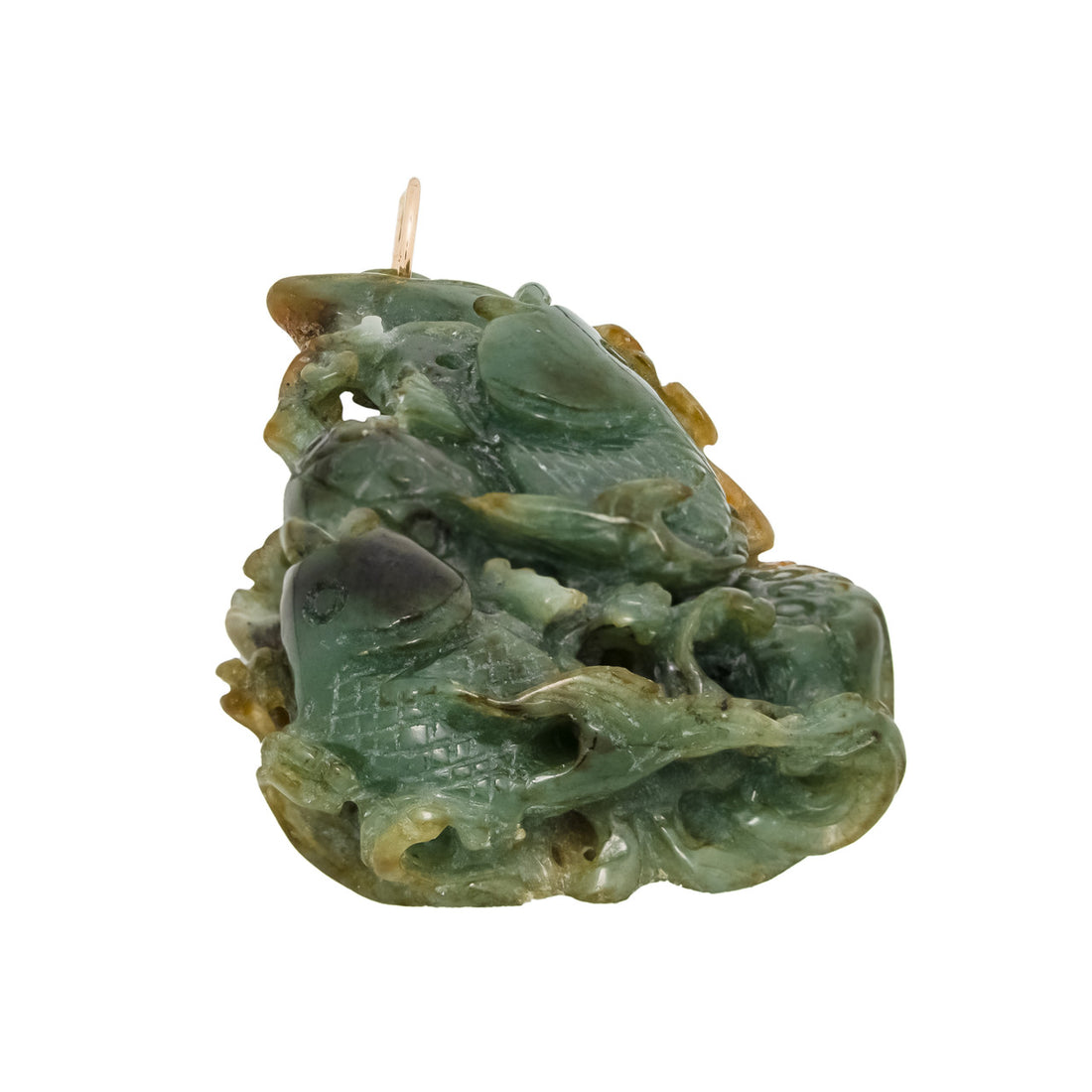 GIA Certified Jadeite Jade Natural Untreated Carved Fish Gold Pendant – image 3