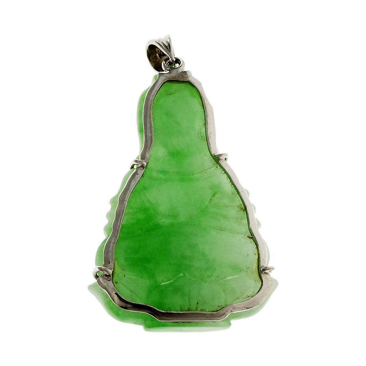 Estate Jadeite Jade Buddha Pendant 18k White Gold – image 2