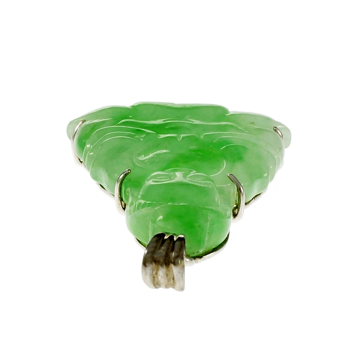 Estate Jadeite Jade Buddha Pendant 18k White Gold – image 4