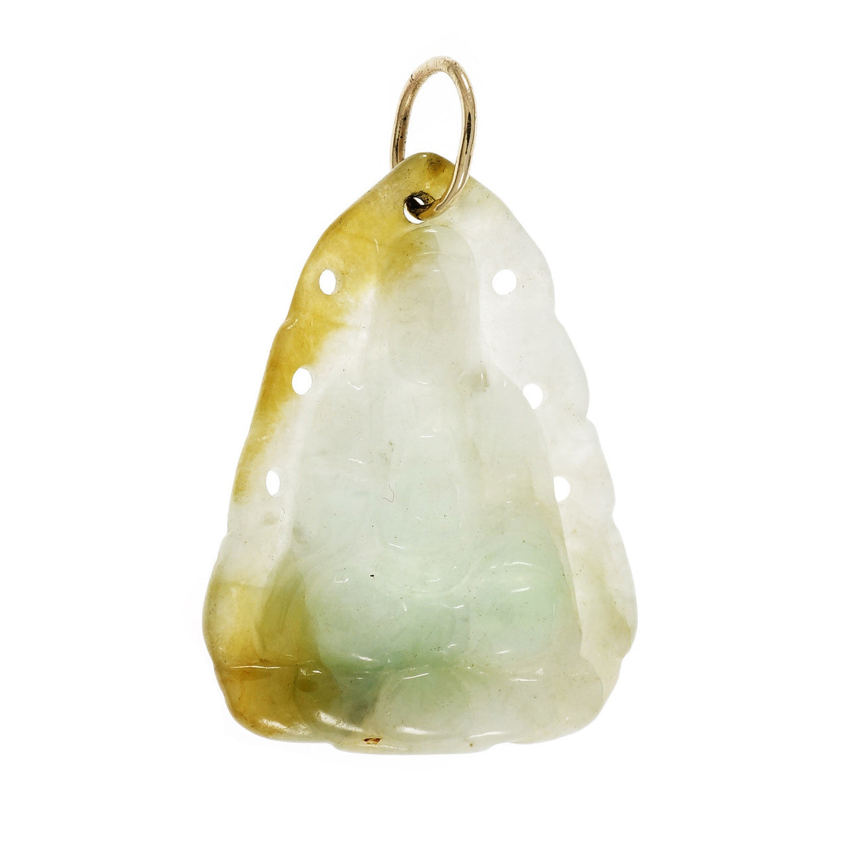 Natural Carved Jadeite Jade Pendant 14k GIA Certified
