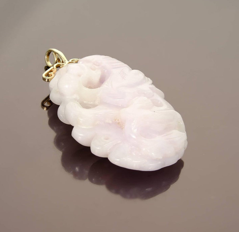 GIA Certified Lavender Jadeite Jade Pendant in 14k Yellow Gold, 2000s – image 5