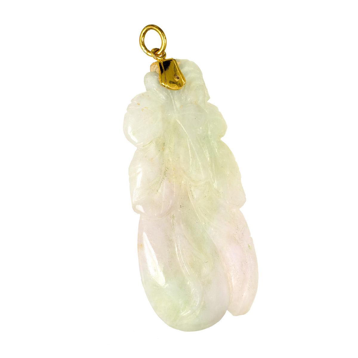 GIA Certified Jadeite Jade Carved Yellow Gold Pendant – image 2