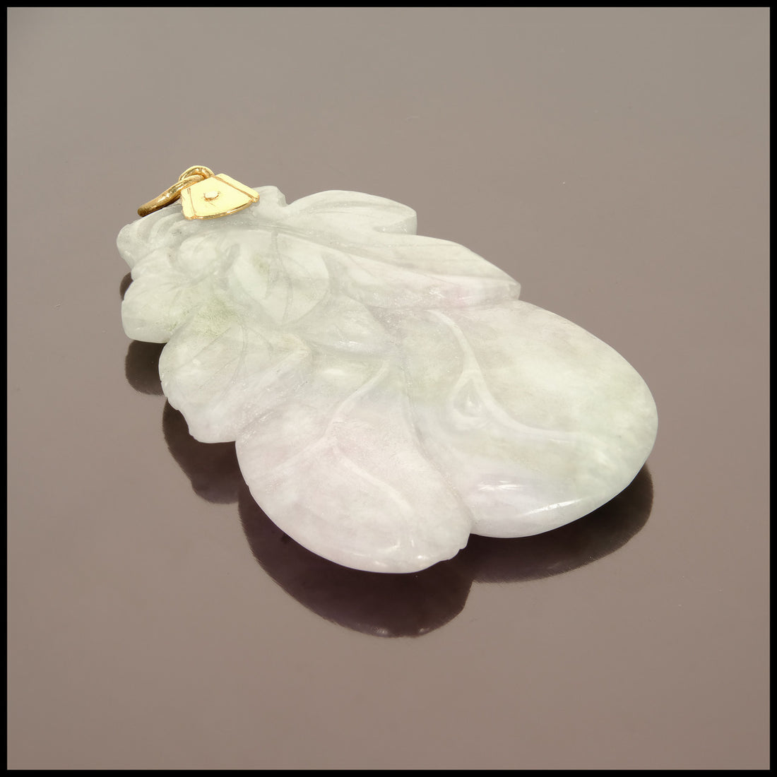 GIA Certified Jadeite Jade Carved Yellow Gold Pendant – image 3