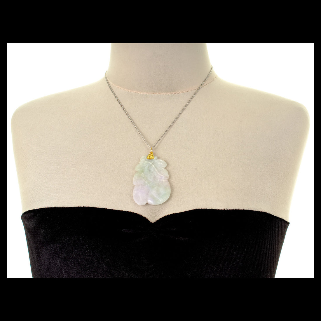 GIA Certified Jadeite Jade Carved Yellow Gold Pendant – image 4