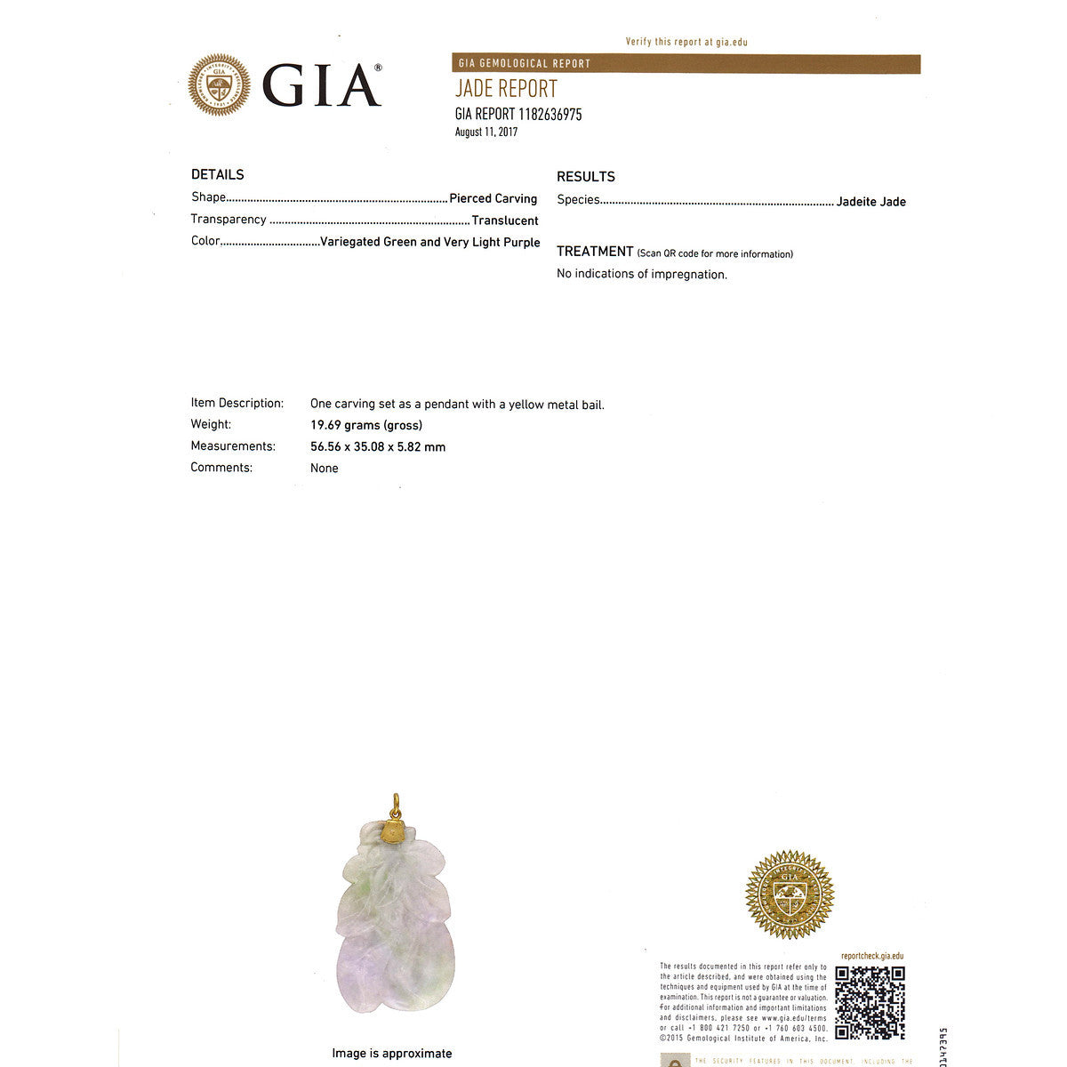 GIA Certified Jadeite Jade Carved Yellow Gold Pendant – image 5