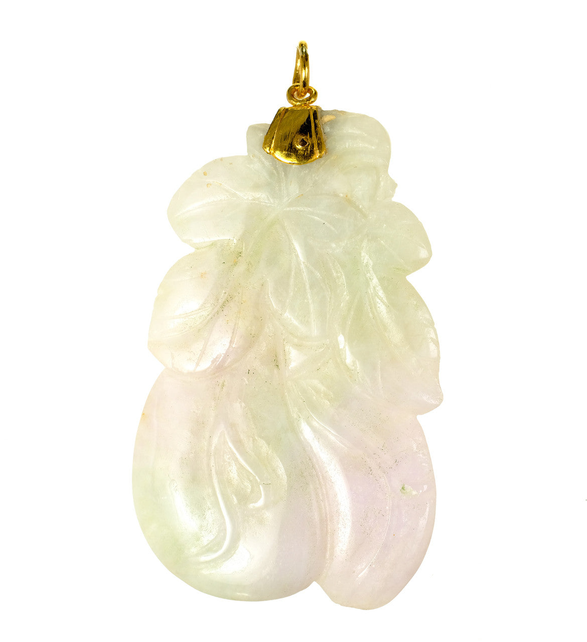 GIA Certified Jadeite Jade Carved Yellow Gold Pendant