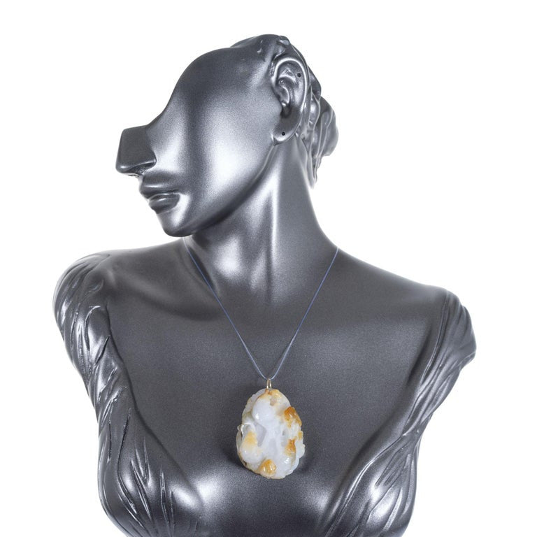 GIA Certified Jadeite Jade Carved Koi Fish Yellow Gold Pendant – image 8