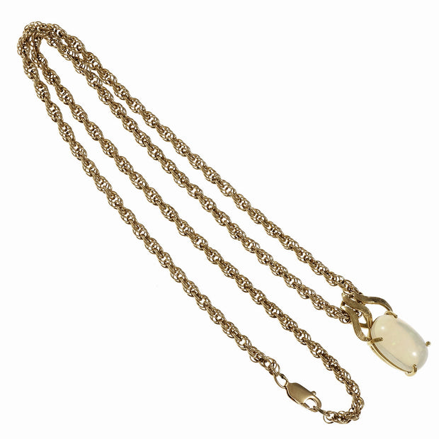 Vintage 1960 Fine Oval Opal Pendant 14k Yellow Gold