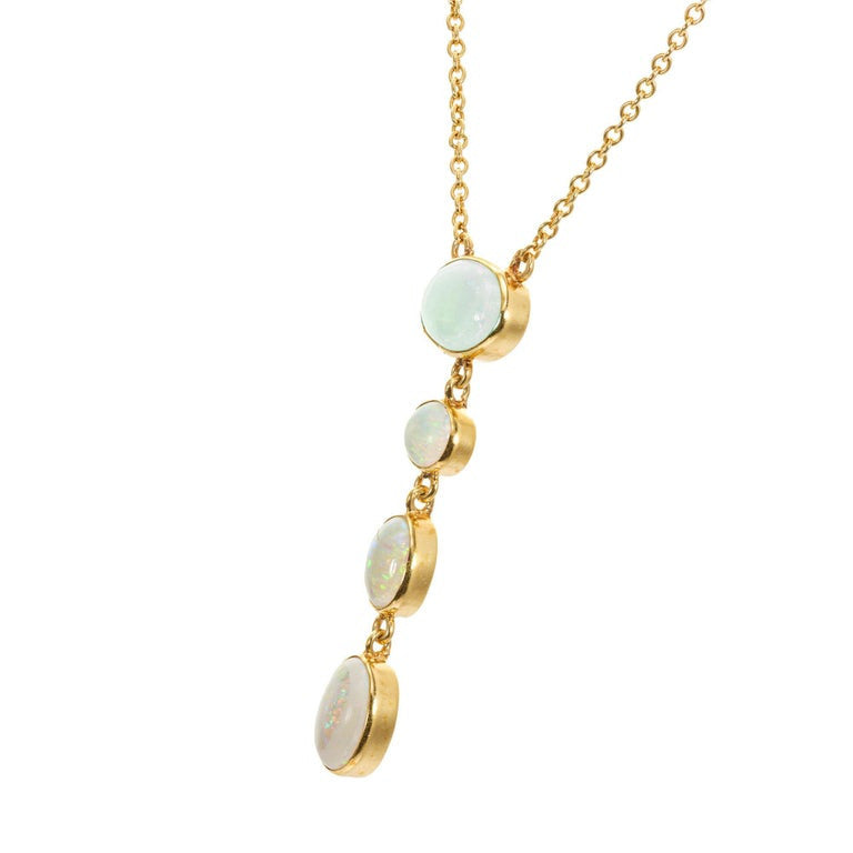 1.60 Carat Opal Yellow Gold Drop Pendant Necklace – image 2