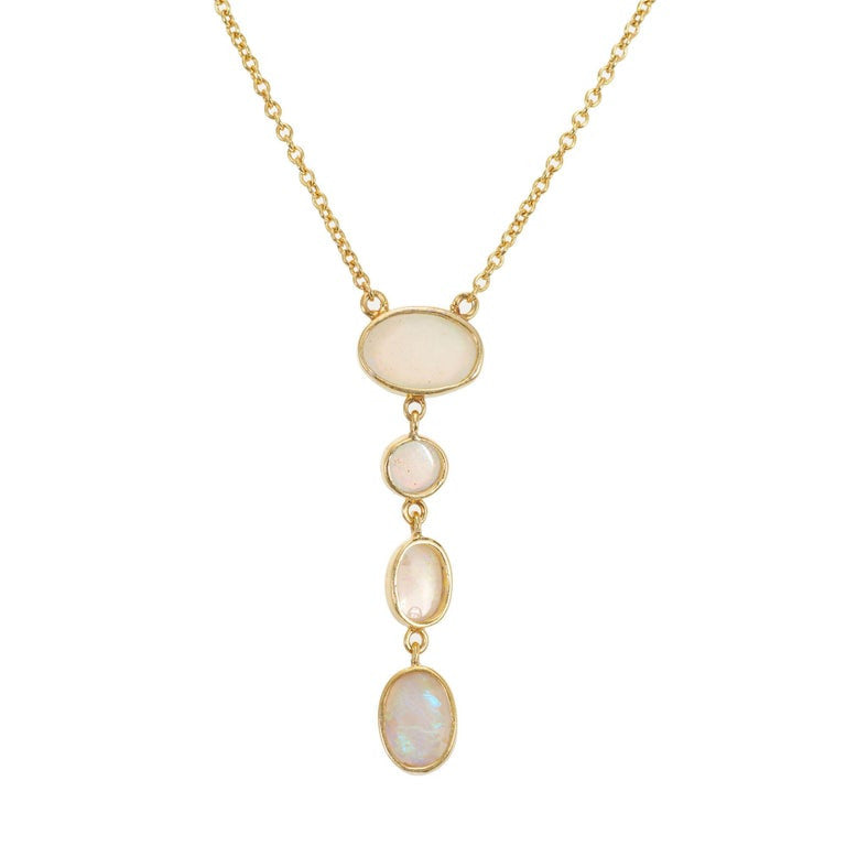 1.60 Carat Opal Yellow Gold Drop Pendant Necklace – image 3