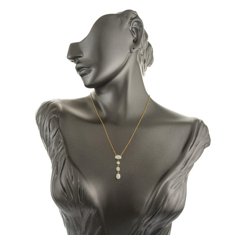 1.60 Carat Opal Yellow Gold Drop Pendant Necklace – image 4