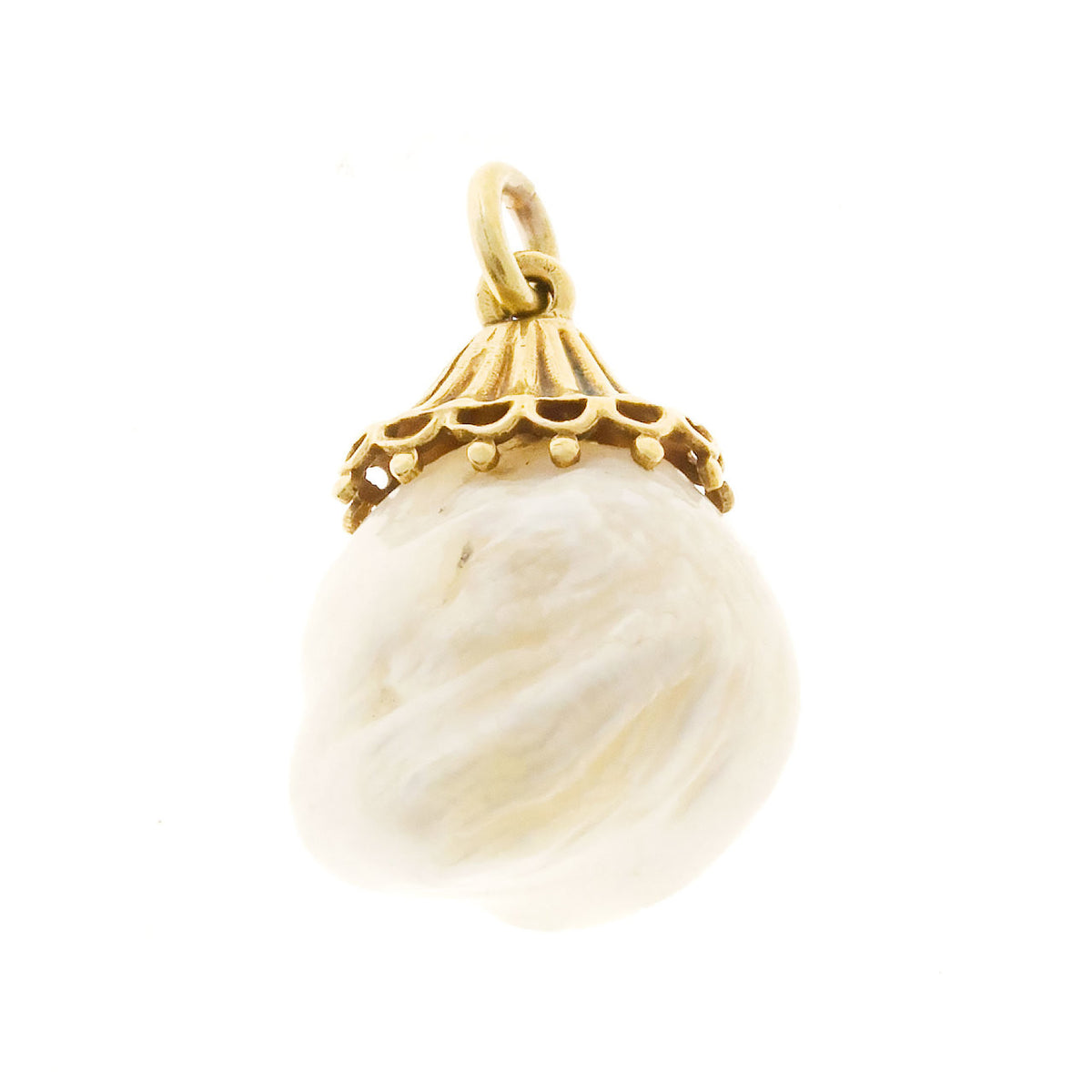 Vintage Rare 1900s Natural Freshwater Unio Pearl Medium Lustre 14k Gold Pendant