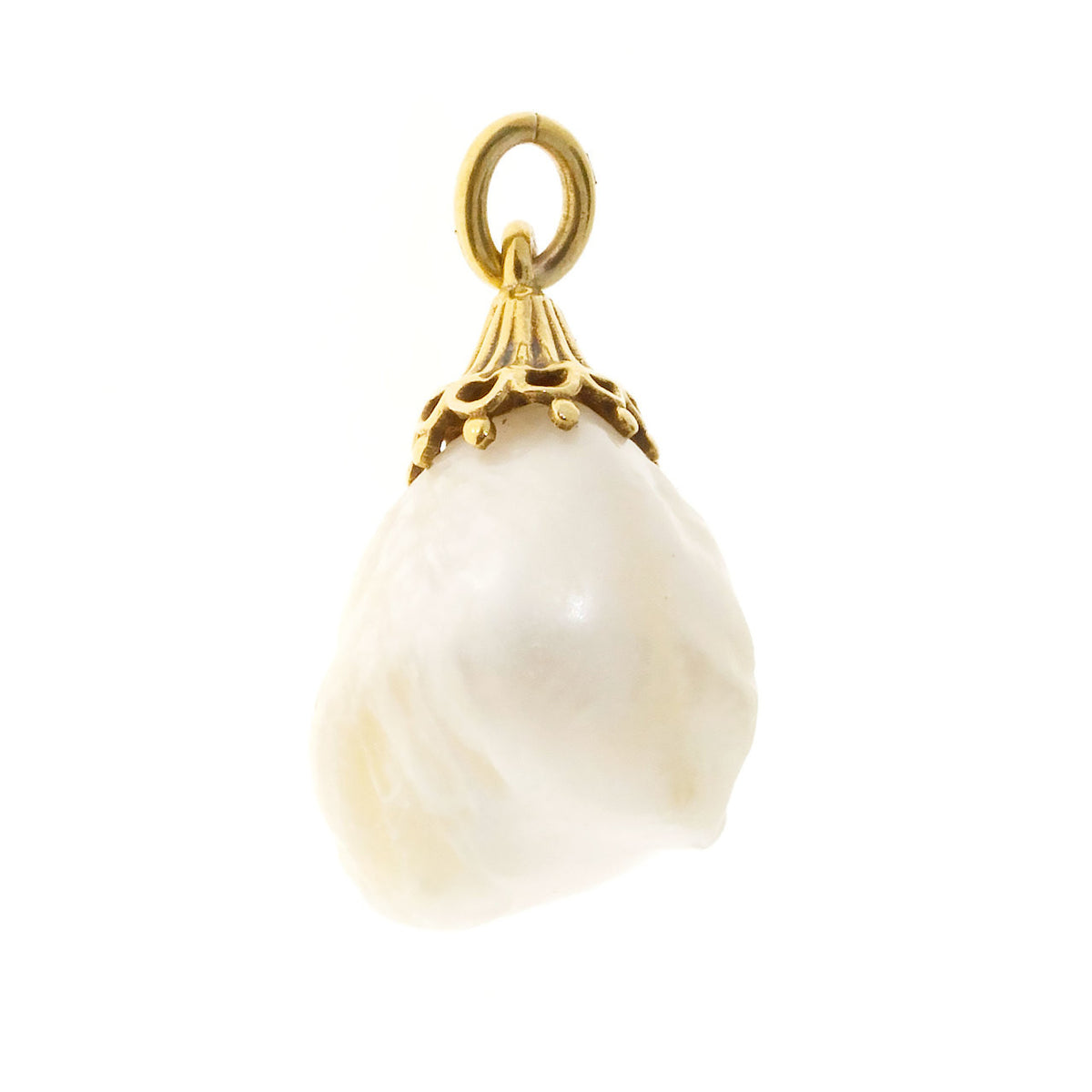 Vintage Rare 1900s Natural Freshwater Unio Pearl Medium Lustre 14k Gold Pendant – image 4