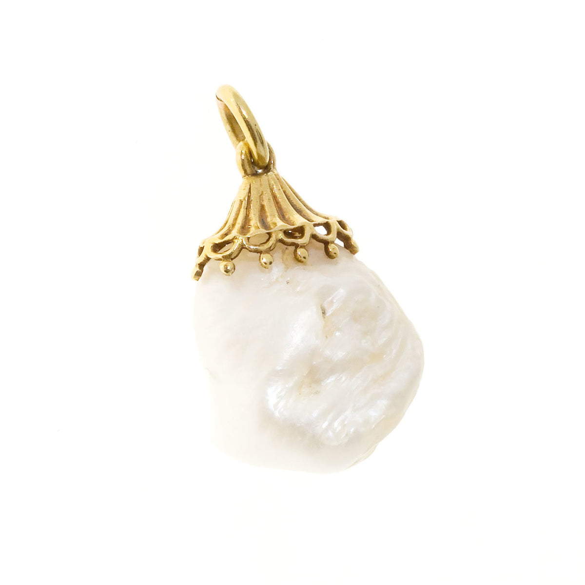 Vintage Rare 1900s Natural Freshwater Unio Pearl Medium Lustre 14k Gold Pendant – image 5