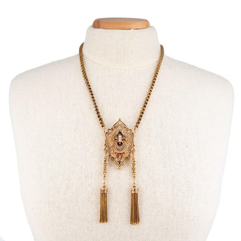 Victorian Pearl Rose Yellow Gold Brooch Pendant Necklace – image 5