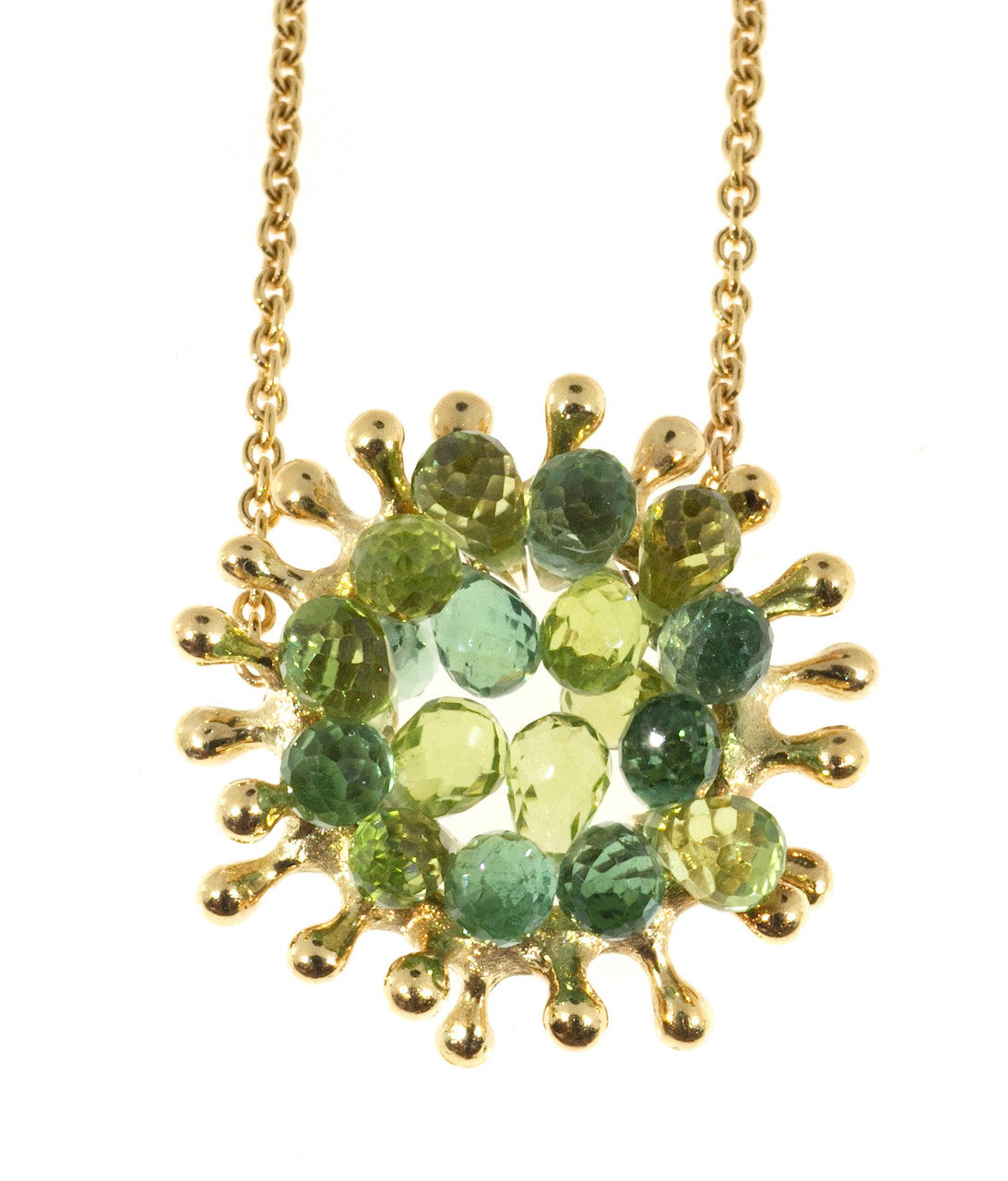 Vintage Designer JM 18k Gold Yellow Green Peridot 17.00ct Briolette Pendant – image 2