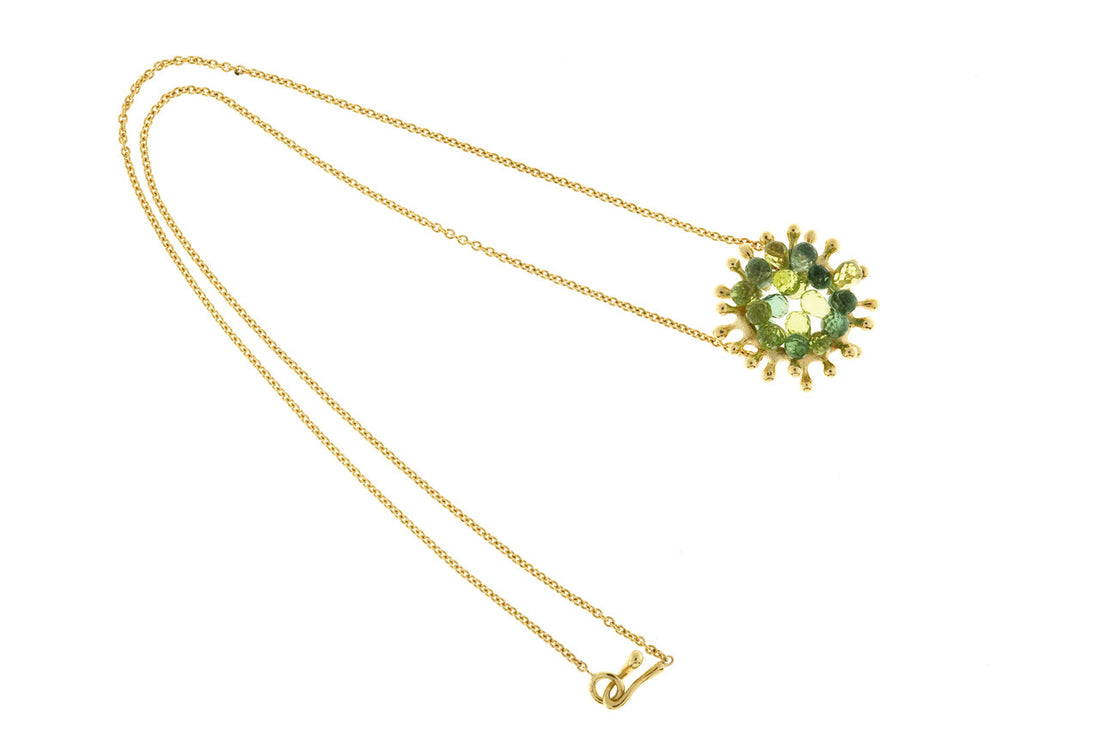 Vintage Designer JM 18k Gold Yellow Green Peridot 17.00ct Briolette Pendant – image 6