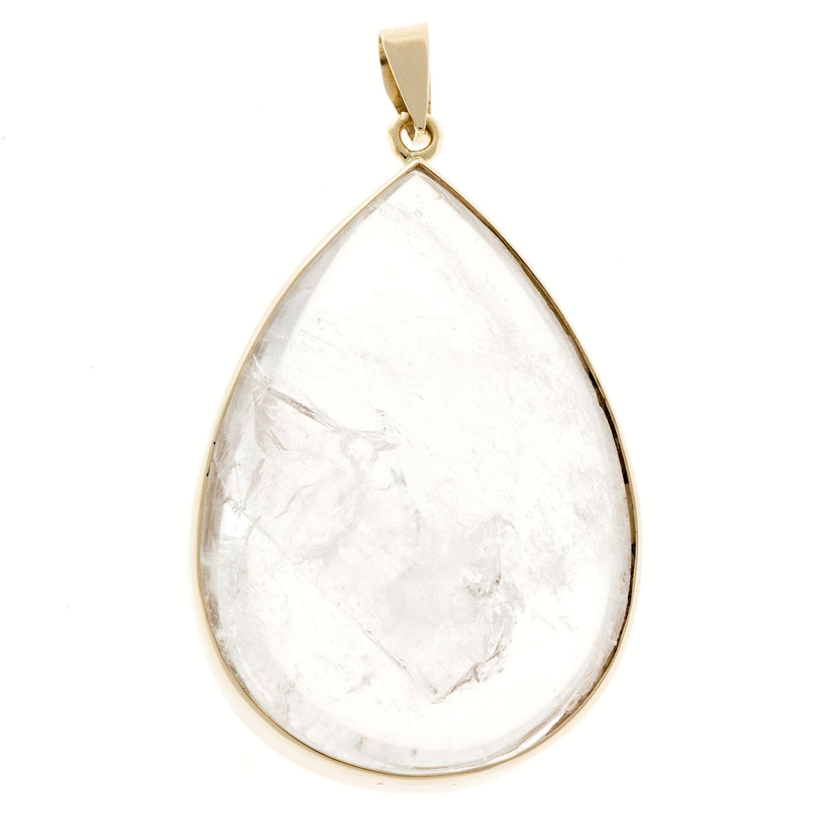 Vintage 90.00ct Clear Quartz Rainbow Manifestor Double Cabochon Crystal Pendant