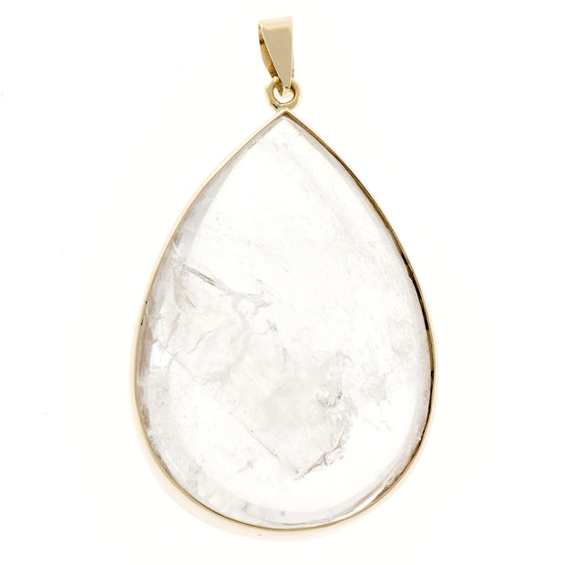 Vintage 90.00ct Clear Quartz Rainbow Manifestor Double Cabochon Crystal Pendant