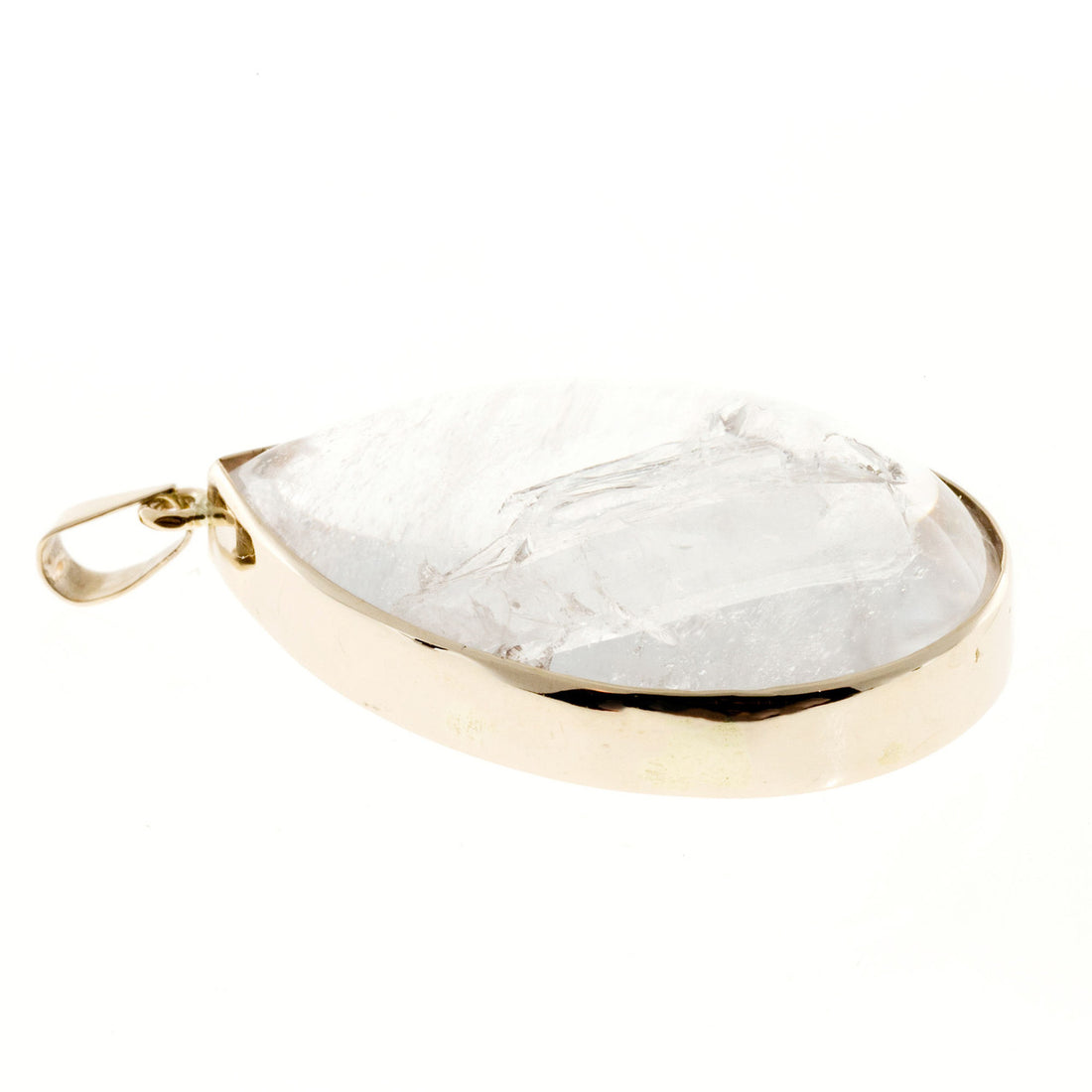 Vintage 90.00ct Clear Quartz Rainbow Manifestor Double Cabochon Crystal Pendant – image 4