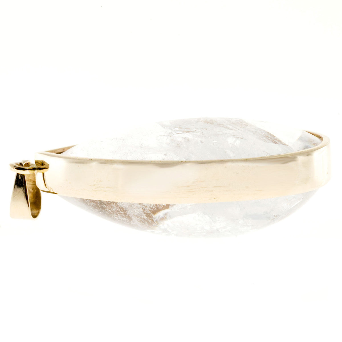 Vintage 90.00ct Clear Quartz Rainbow Manifestor Double Cabochon Crystal Pendant – image 2