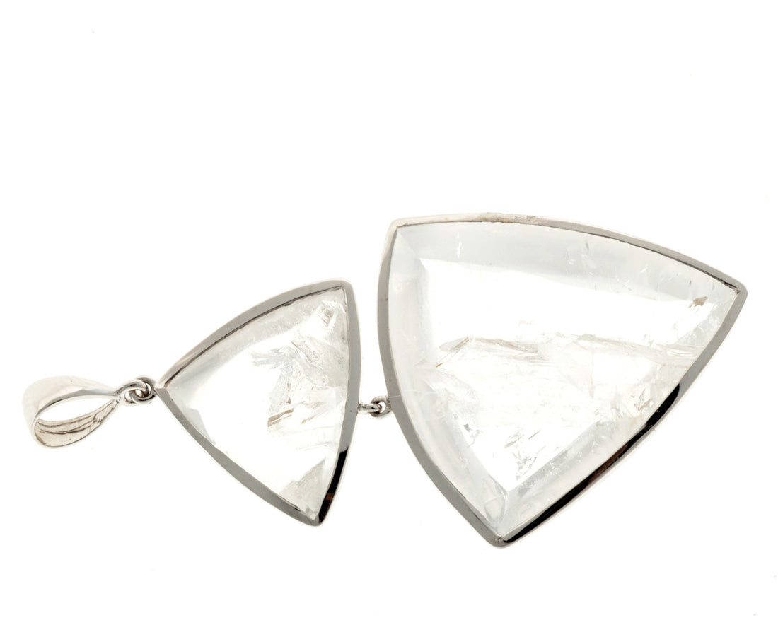 Peter Suchy Double Quartz Manifestor Crystals White Gold Pendant – image 5