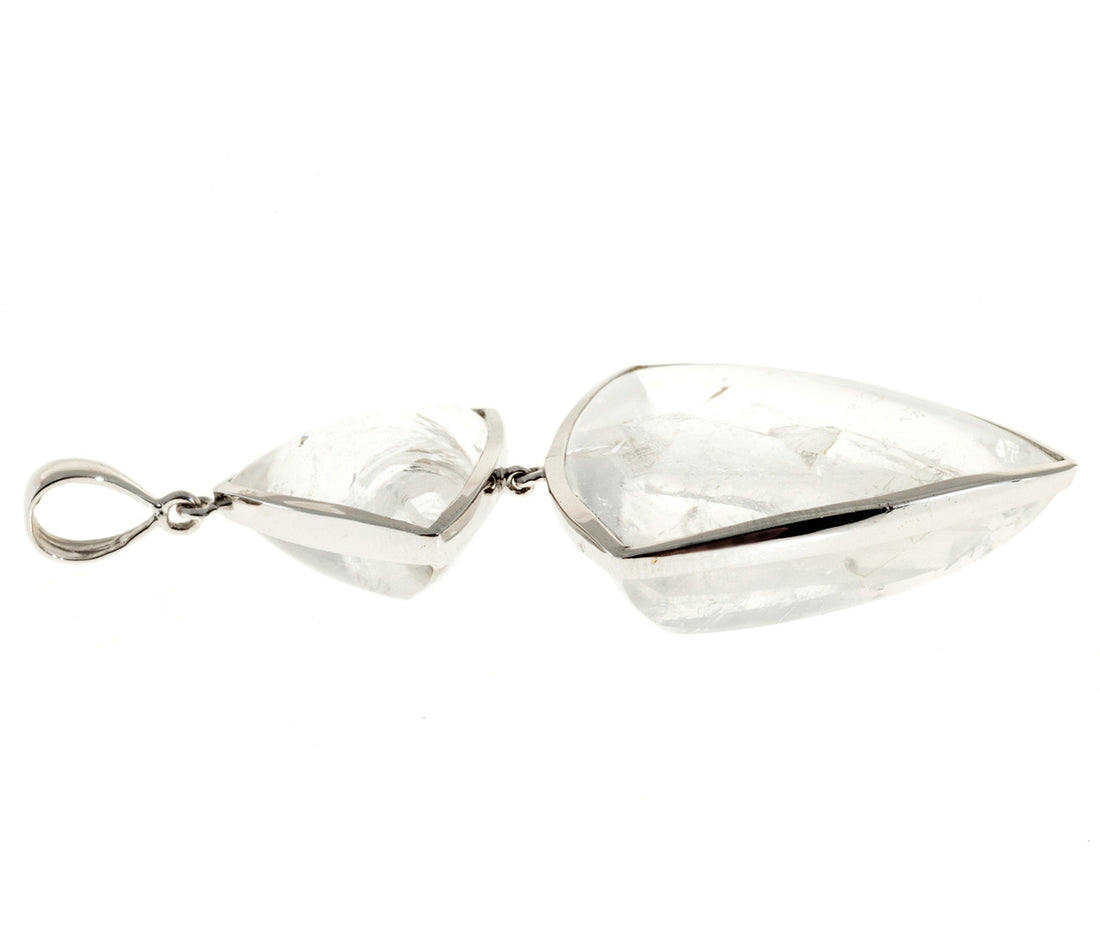 Peter Suchy Double Quartz Manifestor Crystals White Gold Pendant – image 4