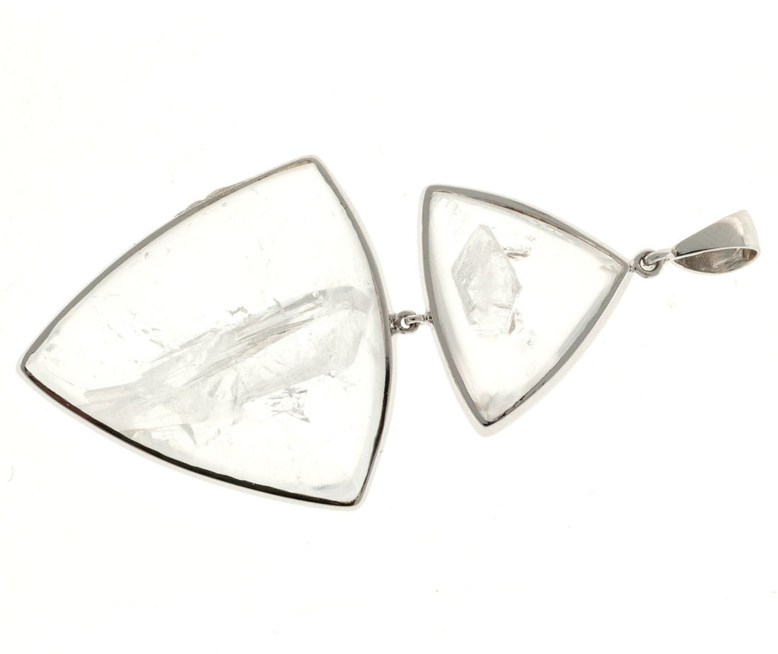 Peter Suchy Double Quartz Manifestor Crystals White Gold Pendant – image 2