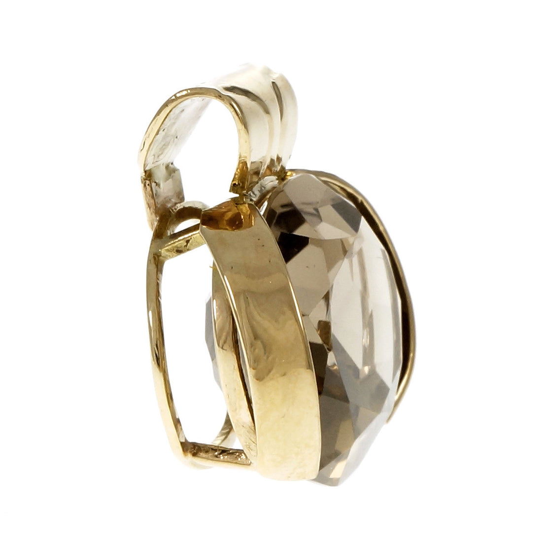 Estate Oval Smoky Quartz Pendant 14k Yellow Gold – image 2