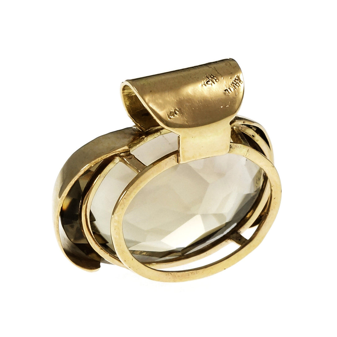 Estate Oval Smoky Quartz Pendant 14k Yellow Gold – image 3