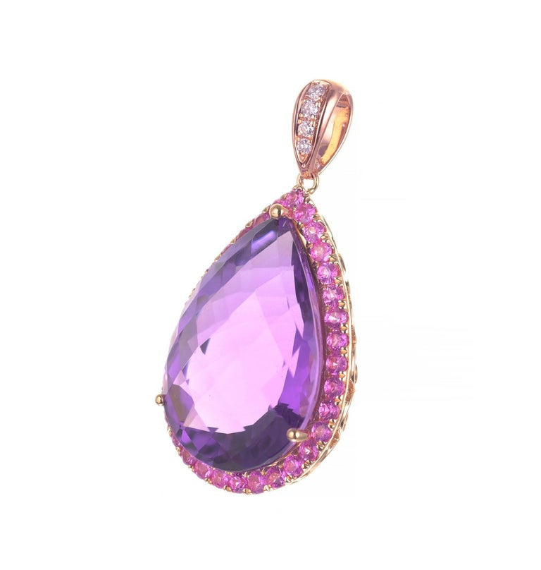 10.03 Carat Amethyst Sapphire Diamond Rose Gold Pendant – image 2