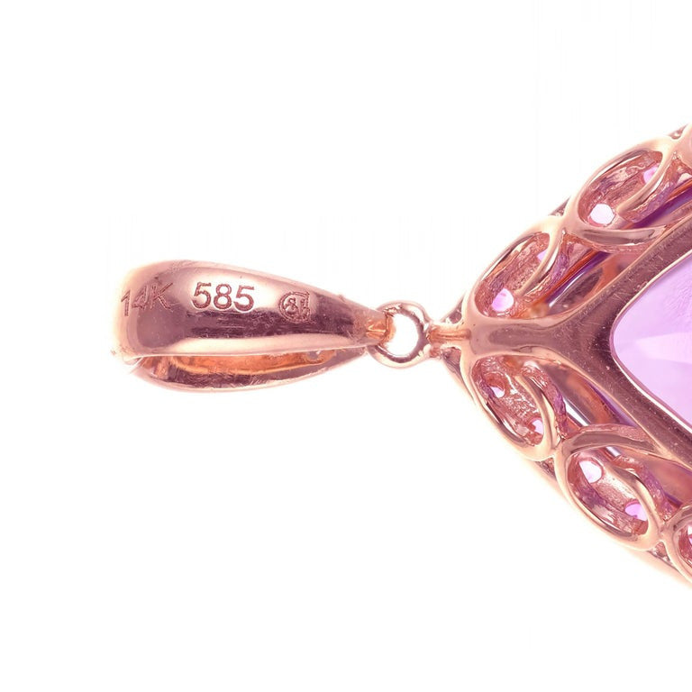 10.03 Carat Amethyst Sapphire Diamond Rose Gold Pendant – image 3