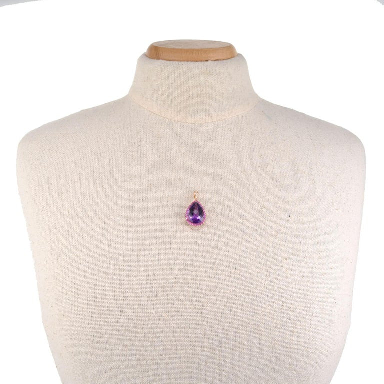 10.03 Carat Amethyst Sapphire Diamond Rose Gold Pendant – image 5