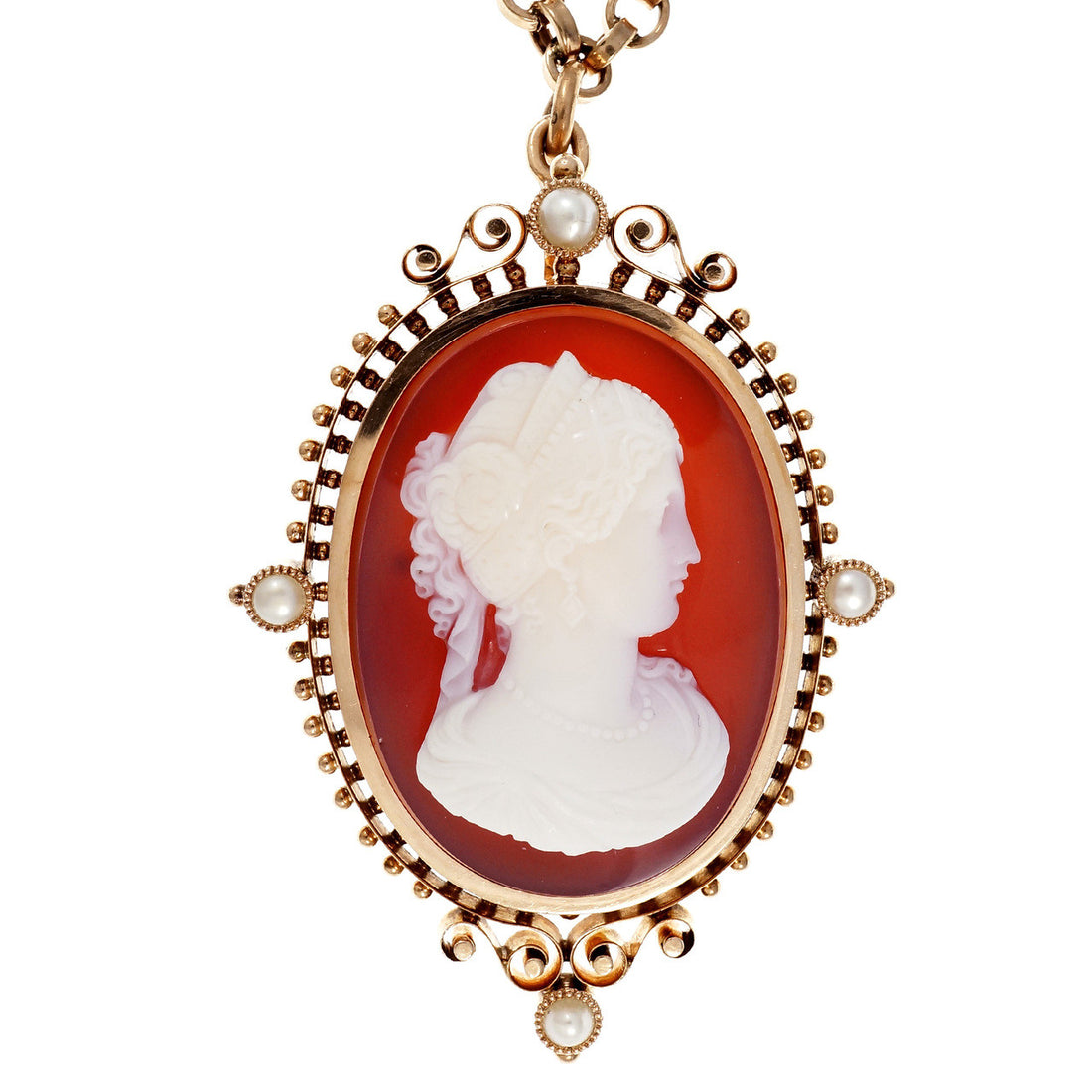 Victorian Carnelian Hardstone Pin Pendant Deep Pink Gold – image 2