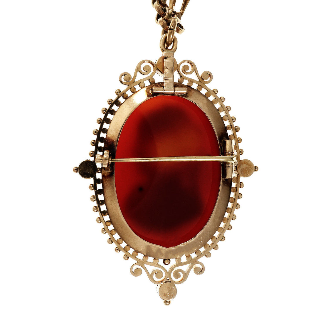 Victorian Carnelian Hardstone Pin Pendant Deep Pink Gold – image 3