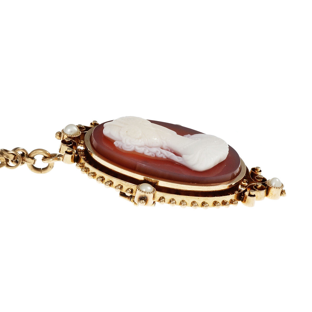 Victorian Carnelian Hardstone Pin Pendant Deep Pink Gold – image 4