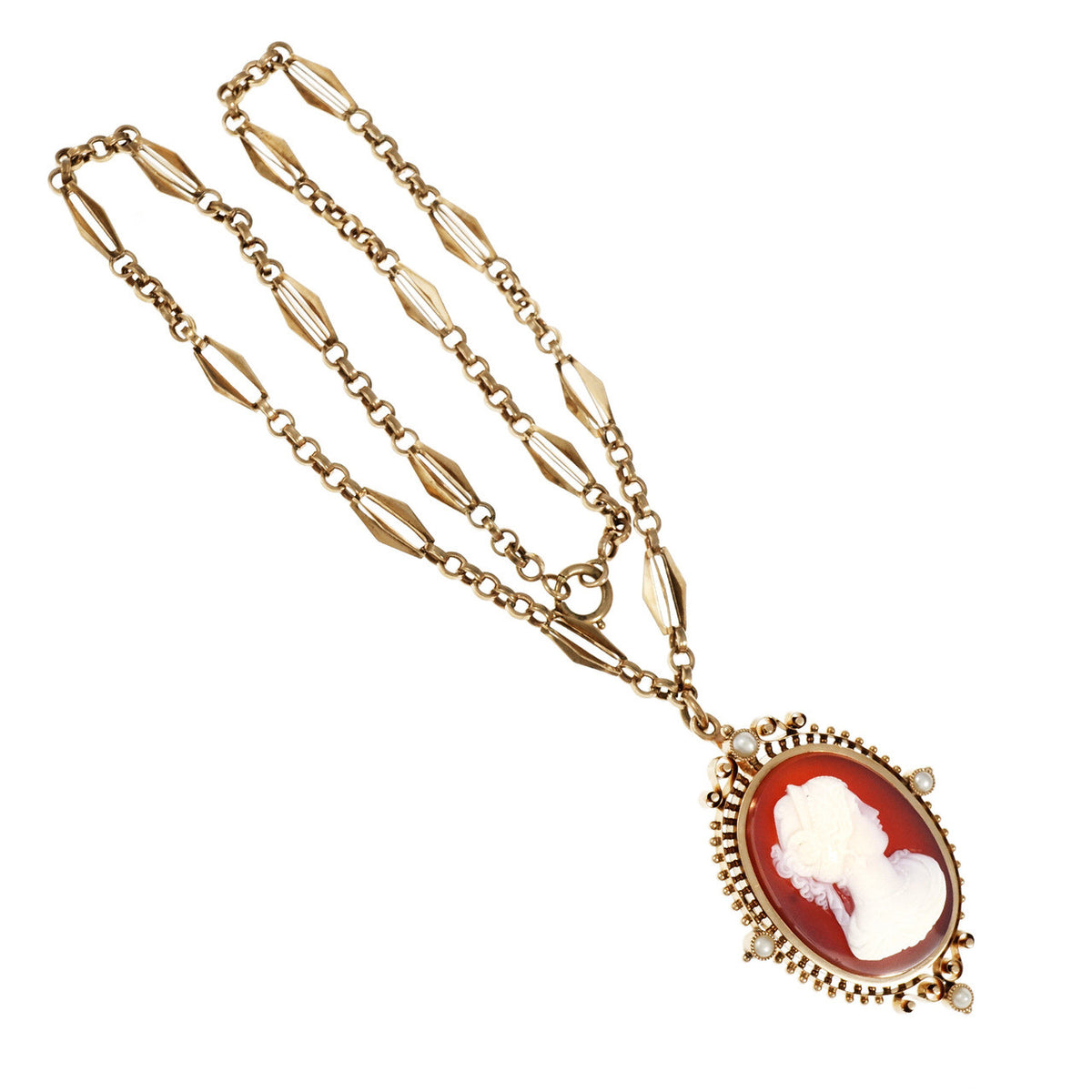 Victorian Carnelian Hardstone Pin Pendant Deep Pink Gold